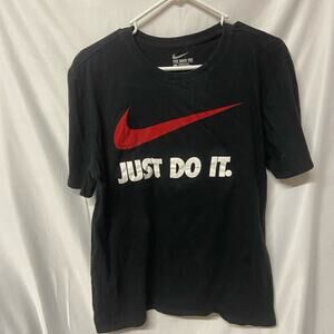 The Nike Tee Just Do It  Black Size L Athletic Cut GUC  100% Cotton